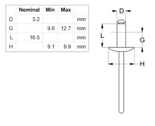 Picture of Rivet, 5052, AS Open, Large Flange, #48, 200 Per Bag (1/8")