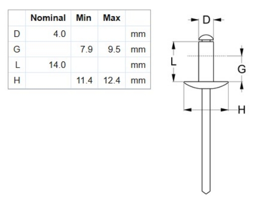 Picture of Rivet, 5052, AS Open, Large Flange, #56, 100 per Bag (5/32")
