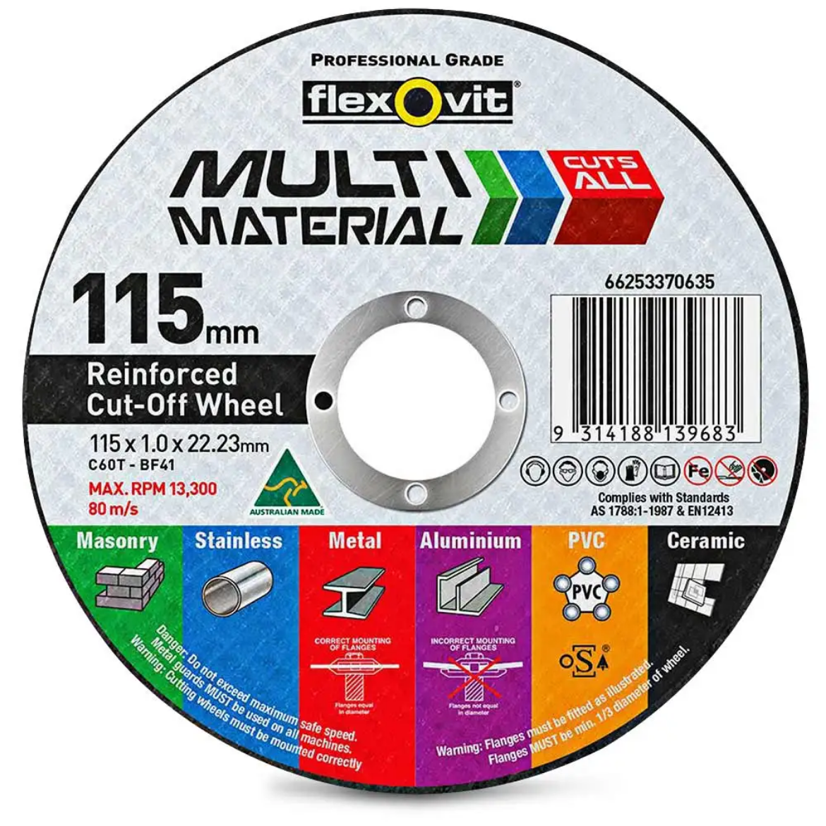 Picture of CUT OFF WHEEL 115 x 1.0 x 22.23mm C60T-BF41 MULTI MATERIAL ULTRA THIN