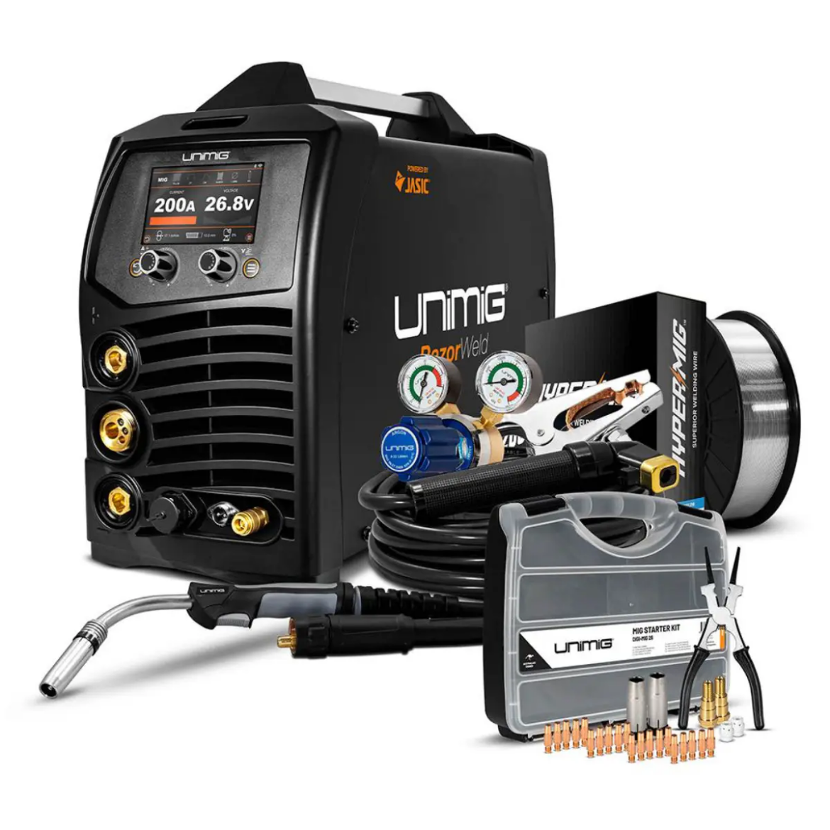 Picture of RAZOR 200 PULSE MIG/TIG/STICK WELDER, 15AMP, DM26 Digital MIG Torch, BUNDLE