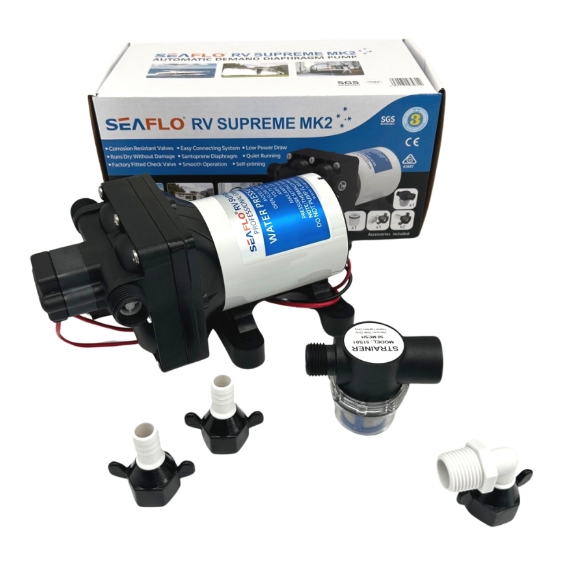 Picture of Pump, 12 volt, 11.3 LPM, 55PSI, suits caravans etc, Replacement for FloJet/Shurflo
