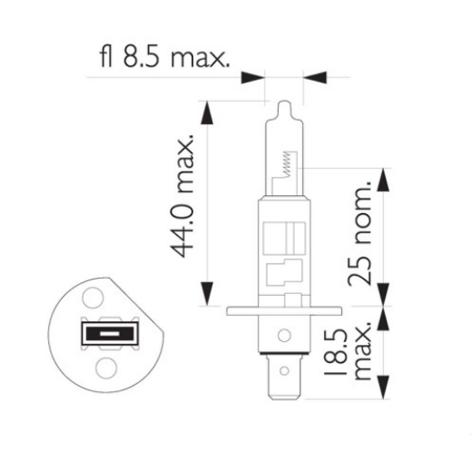 Picture of Halogen Globe H1 12V 55W P14.5S Standard Boxed Single