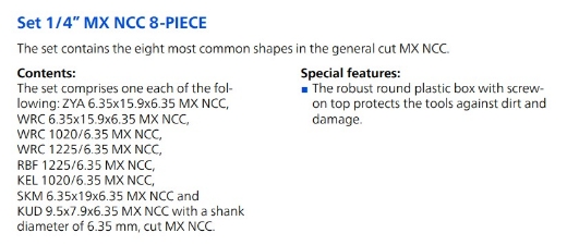 Picture of Burr Set, 1/4" MX-NCC, Tungsten Carbide, 8 Piece