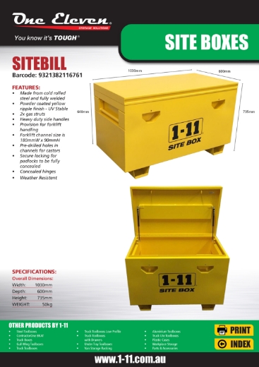 Picture of Site Box Heavy Duty, 1030mm(W) x 600mm(D) x 735mm(H), 50kg ON SPECIAL