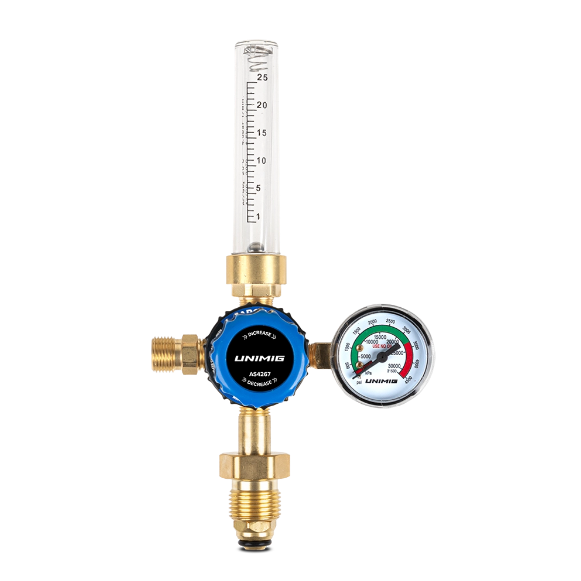 Picture of Regulator, Bobbin Flowmeter, Argon, Vertical Inlet Dual Stage, 0-25 L/Min Outlet Flow Rate