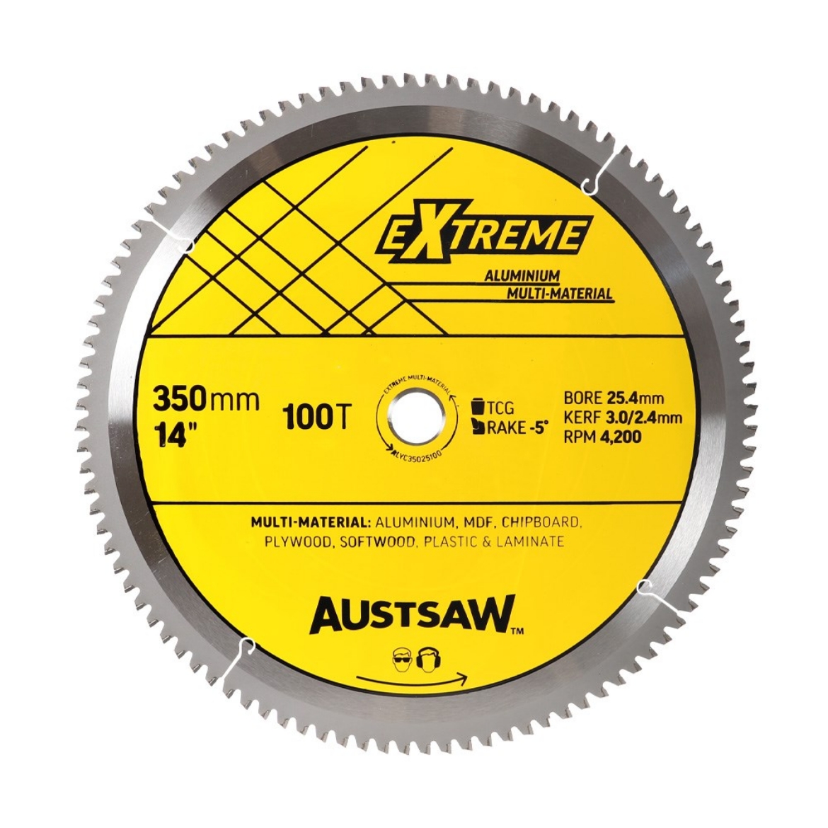 Picture of Cold Saw Blade, Aluminium Blade Triple Chip, 350mm (14"), 25.4mm Bore, 100 Teeth