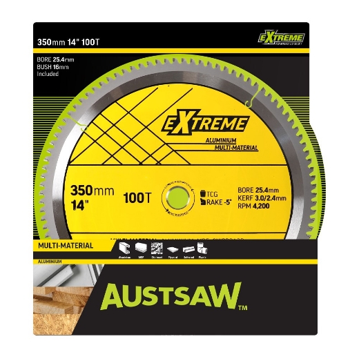 Picture of Cold Saw Blade, Aluminium Blade Triple Chip, 350mm (14"), 25.4mm Bore, 100 Teeth