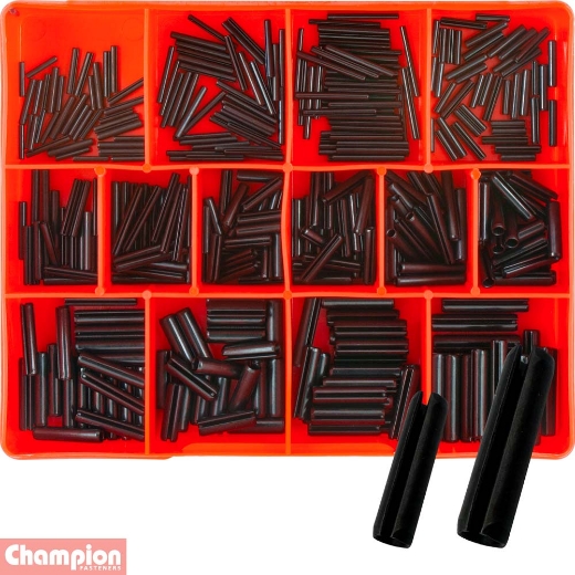 Picture of Grab Kit, Metric Roll Pin Assortment (Small Sizes), 18 Sizes: 2mm to 6mm Dia, Lengths: 12mm to 30mm
