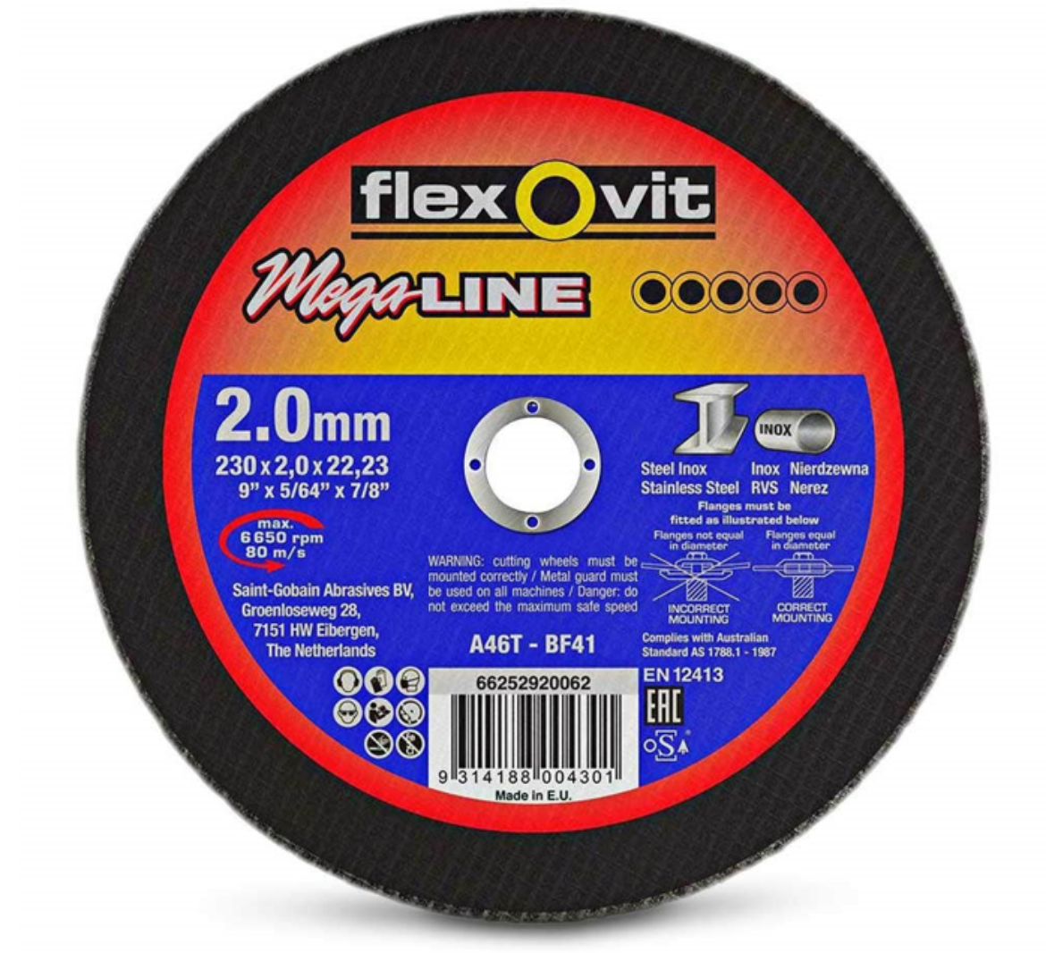 Picture of CUT-OFF WHEEL 230 x 2.0 x 22.23mm A46T-BF41 MEGA INOX ULTRA THIN