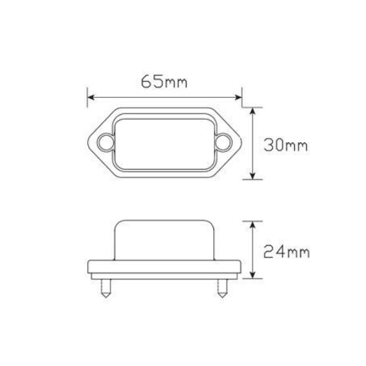 Picture of LED Licence Plate Light 10-30V 4 LED 75 x 29 x 33mm Rear Mount Black