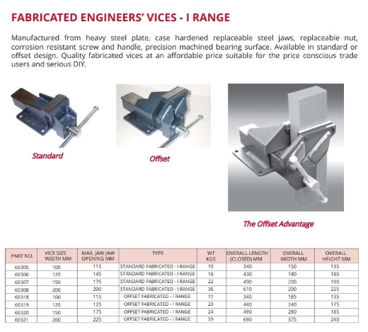 Picture of DAWN Fabricated Offset Vice, 100mm, I Range, RRP $370.87 + GST