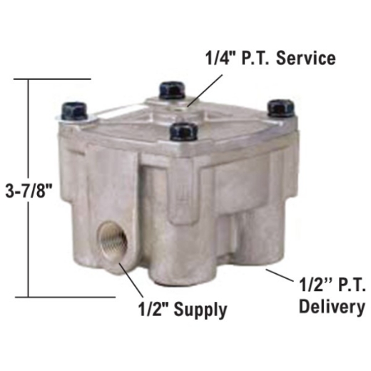 Picture of Relay Valve, R12V, Vertical, 4psi, 1/2" Ports