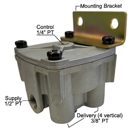 Picture of Relay Valve, R12V, Vertical, 5.5psi, 3/8" Ports