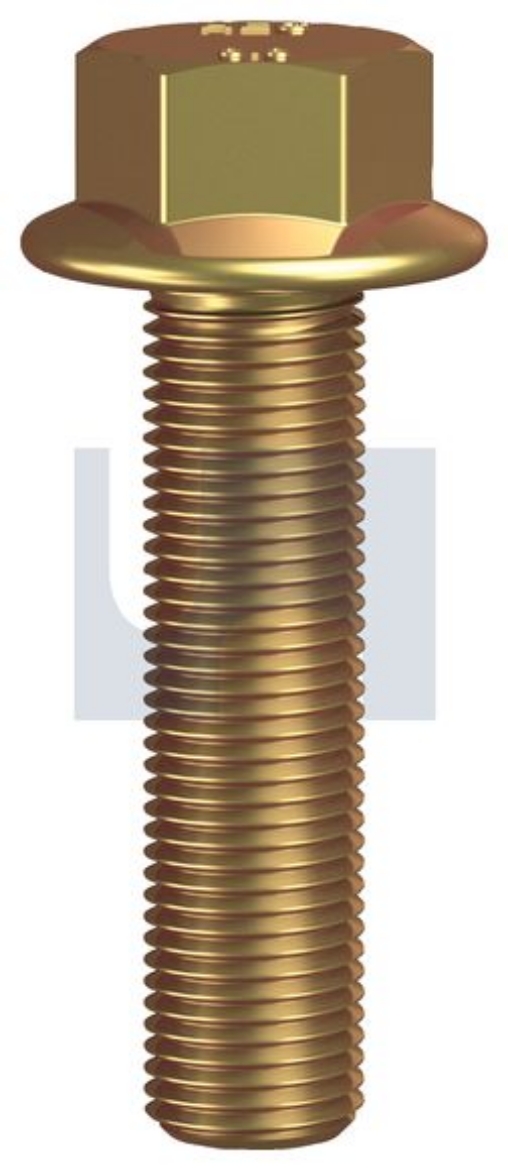 Picture of Bolt, Metric Fine, 10-1.25 x 30mm, Hex Head Flanged, Class 8.8, Zinc Yellow