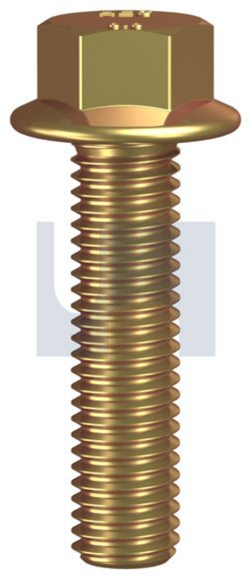 Picture of Bolt, Metric, 6 x 16mm, Hex Head Flanged, Class 8.8, Zinc Yellow