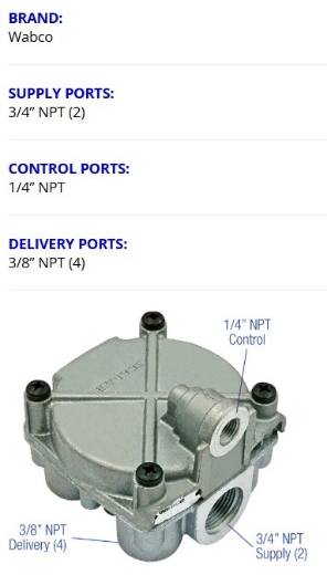 Picture of Relay Valve, 4 Port, Wabco