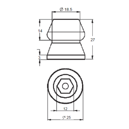 Picture of Rubber Door Holder, Male (Suits 66, 76, 77 & 78 Series)