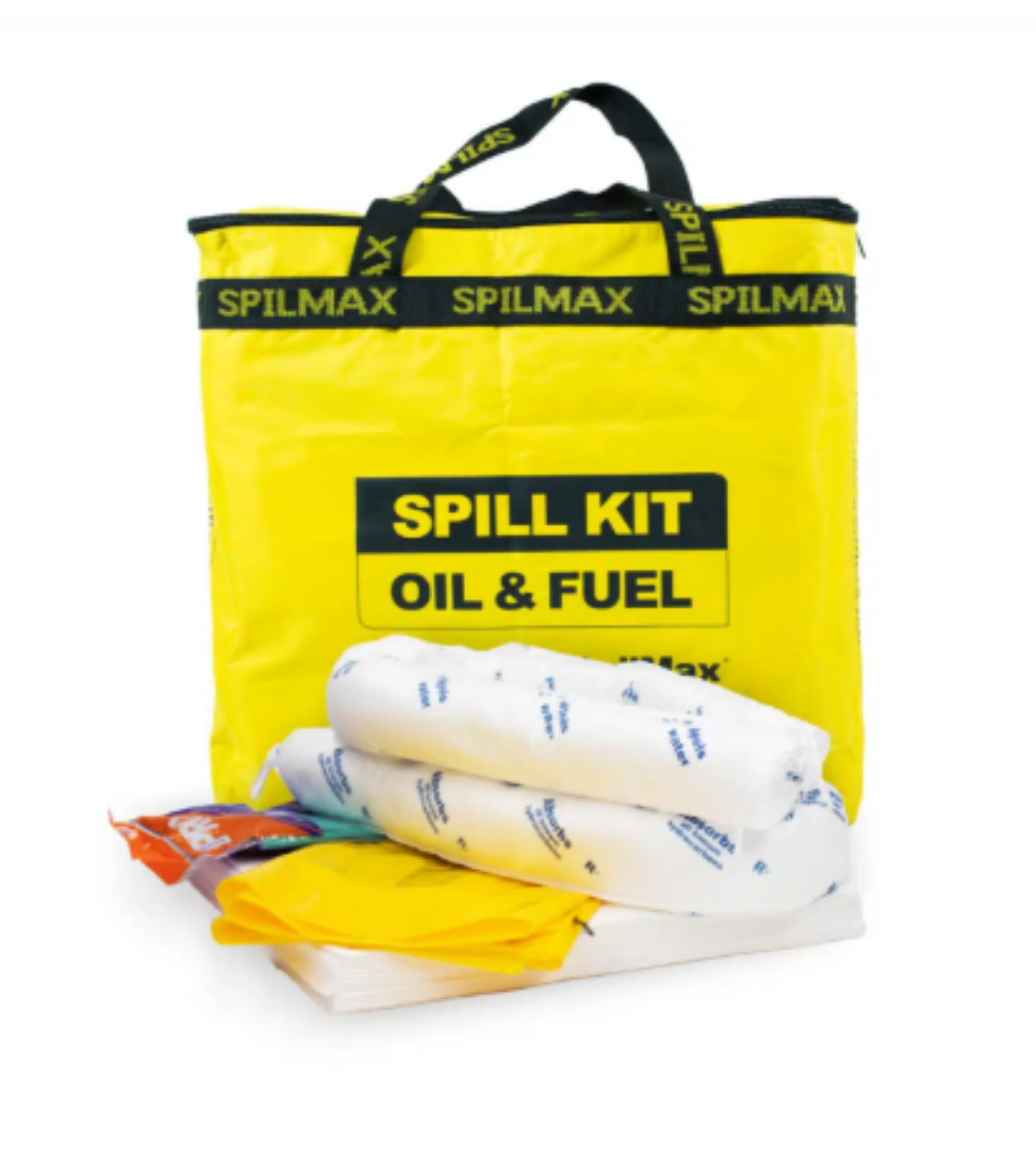 Picture of SPILL KIT ECONOMY 50LTR OIL & FUEL ONLY (Yellow Bag), Includes the following:
1 x 50L Yellow Bag with Carry Handles
2 x SpilMax® Absorbent Mini Boom – Oil & Fuel (1.2mL x 75mmDia)
20 x SpilMax® Absorbent Pad 200gsm – Oil & Fuel (480mm x 430mm)
1 x Nitrile Gloves (Pair)
2 x Contaminated Waste Disposal Bag & Tie