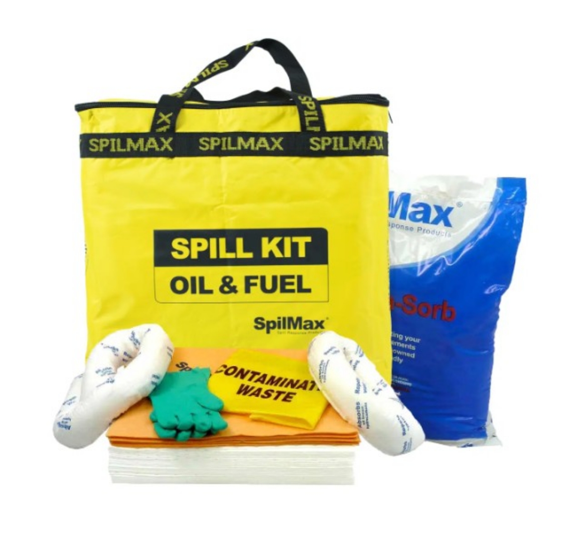 Picture of SpilMax 50L Oil & Fuel Vehicle Spill Kit Bag (Yellow) with Floor Sweep